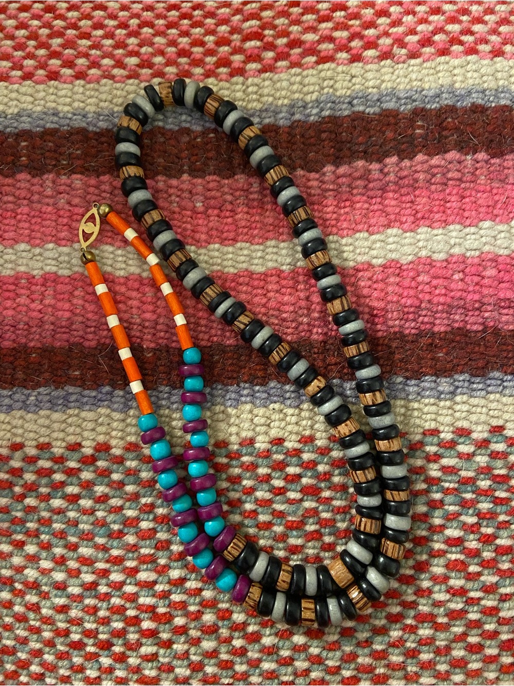 Nazar Snake Beaded Necklace in Turquoise, Purple & Orange